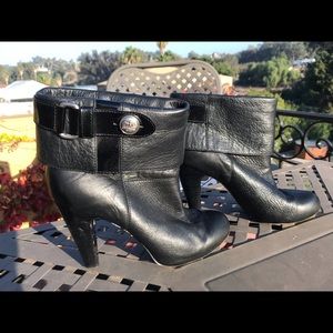 COACH 100% Leather black booties with buckle